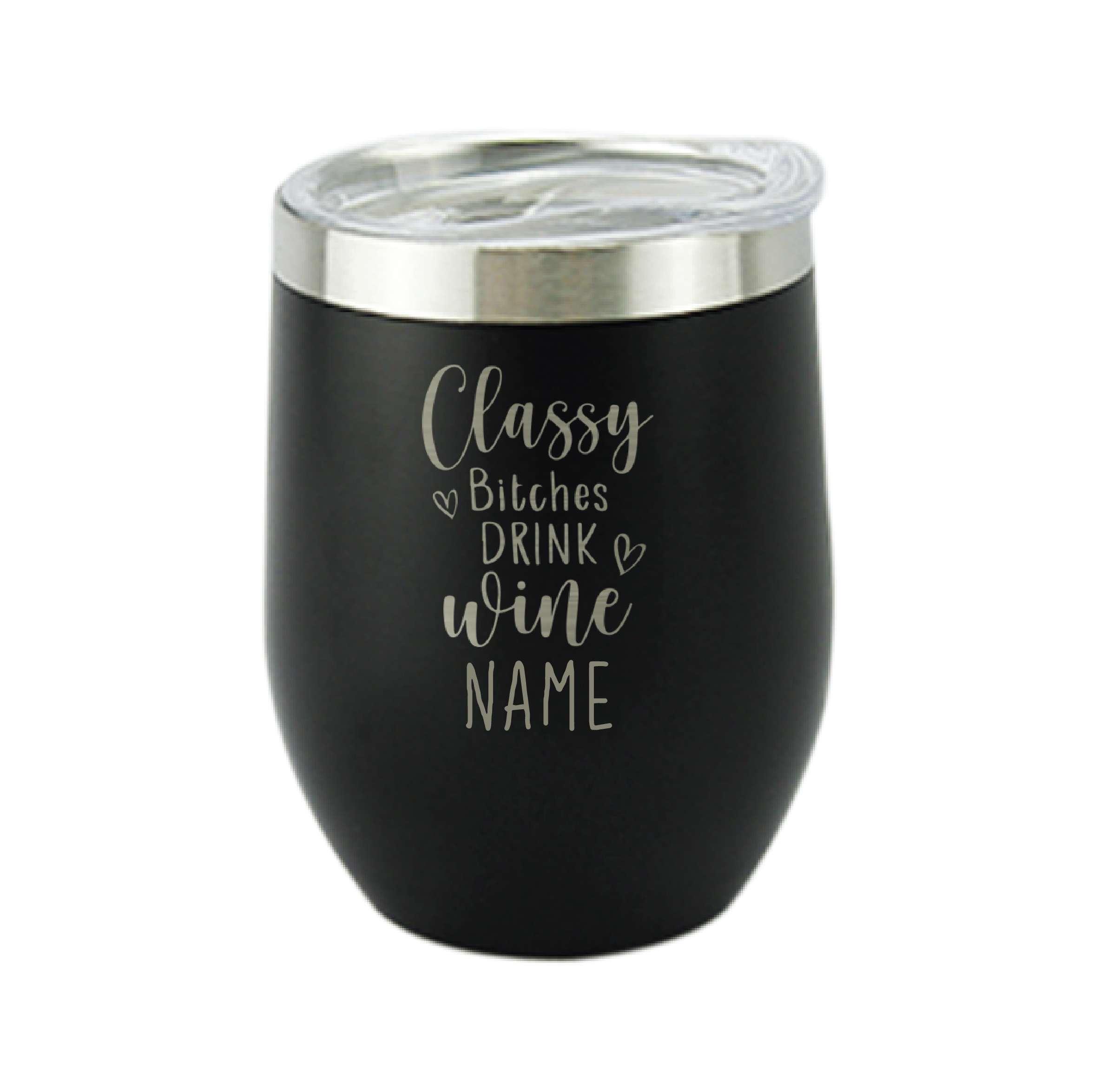 Drink Wine Black, Personalised Insulated, Stainless Steel Tumbler with Lid